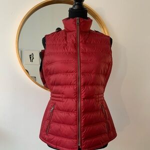 Burberry Brit Burgundy Drawstring Waist Down Puffer Vest